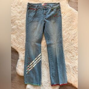 Rebel Embroidered Women's Blue Jeans - Unique possibly vintage-ish